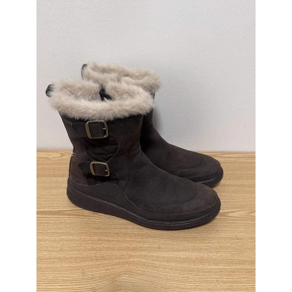 Merrell‎ Women's Tremblant Ezra Buckle Polar Leather Boots Brown Sz 8 Waterproof